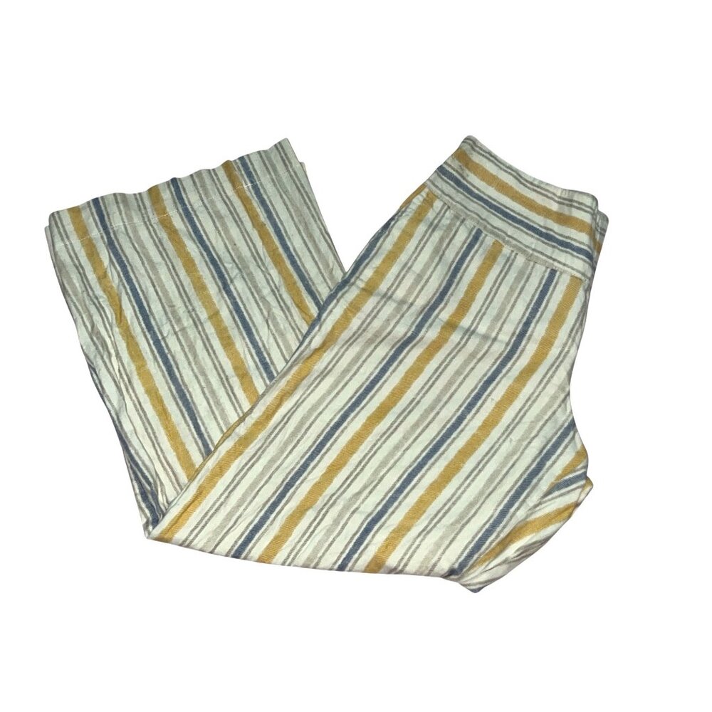 Est. 1946 Striped Linen-Blend Cropped Pants Sz 18/20 (2XL) Elastic Waistband Mul